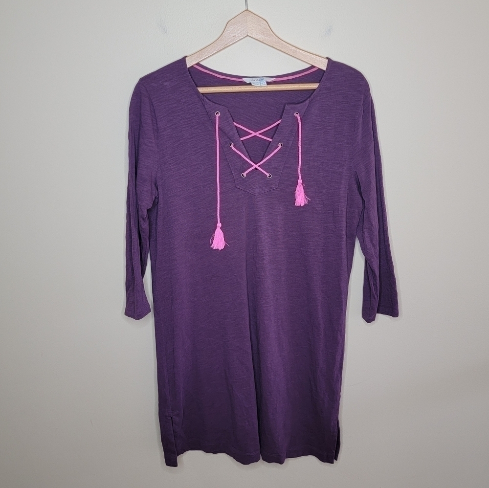 Boden Purple Pink Lace-up Tunic Top Size 8